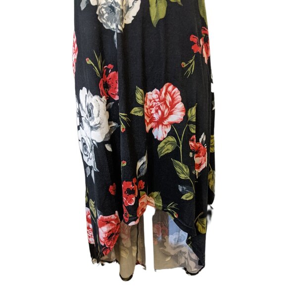 Womens Floral High Low Midi Dress Classic Pink Summer Short Sleeve Romantic XL - Picture 3 of 8